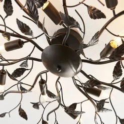 Lindby plafondlamp Yos, 10-lamps, 95 cm, zwart-koper, E14