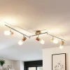 Lindby plafondspot Christoph, 130 cm, 4-lamps, hout, glas