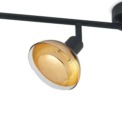 Lindby plafondspot Erin, zwart/goud, 4-lamps, glas