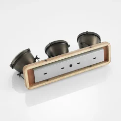 Lindby plafondspot Farovi, zwart, 44 cm, 3-lamps, hout, GU10