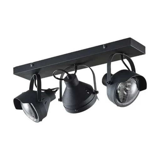 Lindby plafondspot Henega, 52 cm, zwart, 3-lamps