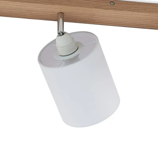 Lindby plafondspot Imarin, 56 cm, 3-lamps, wit, hout
