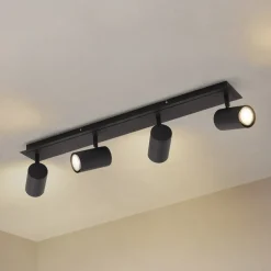 Lindby plafondspot Joffrey, 70 cm, zwart, 4-lamps, GU10