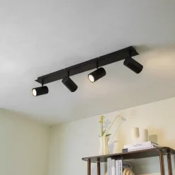 Lindby plafondspot Joffrey, 80 cm, zwart, 4-lamps, GU10