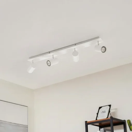 Lindby plafondspot Joffrey, 80 cm, wit, 4-lamps, GU10
