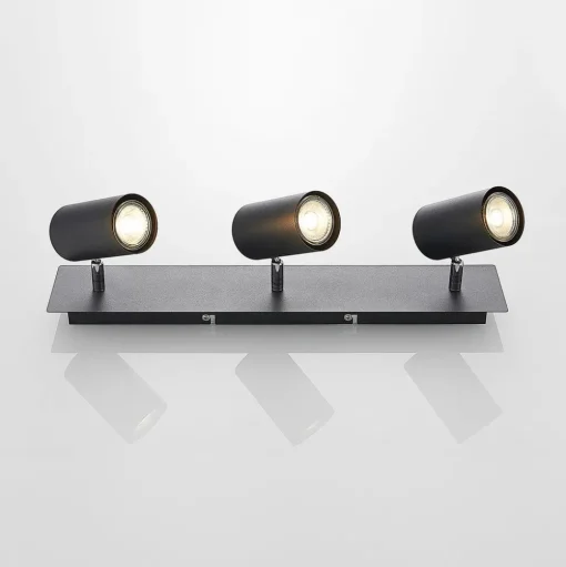 Lindby plafondspot Joffrey, 49cm, zwart, 3-lamps, GU10