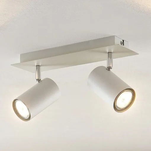 Lindby plafondspot Joffrey, 31 cm, 2-lamps, wit, GU10