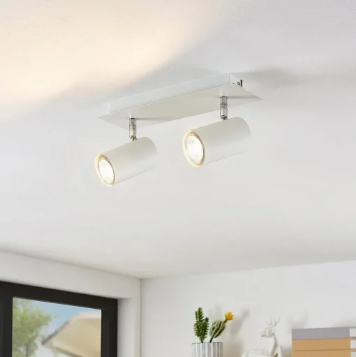 Lindby plafondspot Joffrey, 31 cm, 2-lamps, wit, GU10