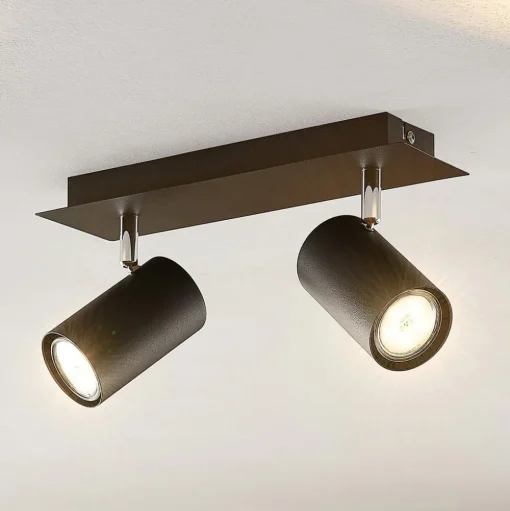 Lindby plafondspot Joffrey, 31 cm, 2-lamps, zwart, GU10