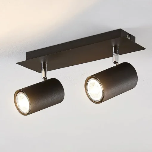 Lindby plafondspot Joffrey, 31 cm, 2-lamps, zwart, GU10