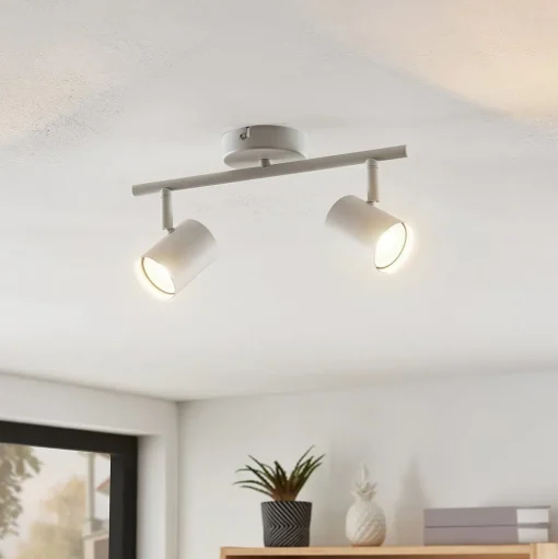 Lindby plafondspot Jorell, wit, 32 cm, 2-lamps, metaal, GU10