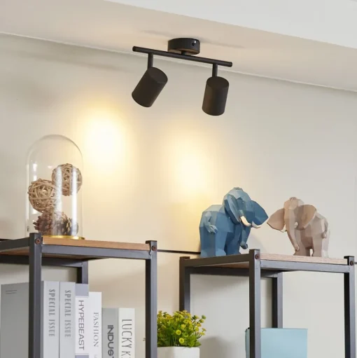 Lindby plafondspot Jorell, zwart, 31 cm, 2-lamps, GU10