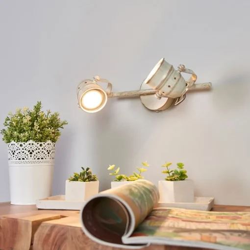 Lindby plafondspot Leonor, 2-lamps, wit, metaal, 32cm