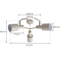 Lindby plafondspot Ovelia, beige, 3-lamps, metaal, E27