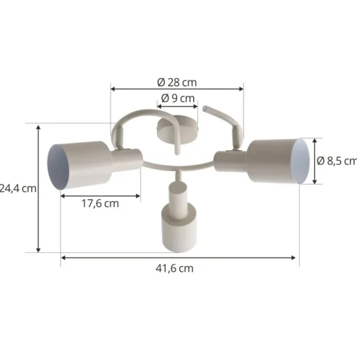 Lindby plafondspot Ovelia, beige, 3-lamps, metaal, E27