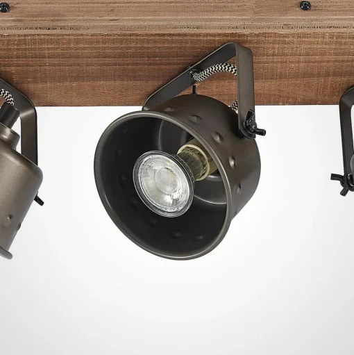 Lindby plafondspot Rubinjo, 62 cm, 4-lamps, hout, GU10