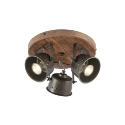 Lindby plafondspot Rubinjo, Ø 31 cm, 3-lamps, hout, GU10