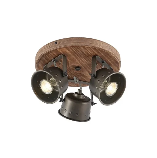 Lindby plafondspot Rubinjo, Ø 31 cm, 3-lamps, hout, GU10
