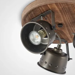 Lindby plafondspot Rubinjo, Ø 31 cm, 3-lamps, hout, GU10