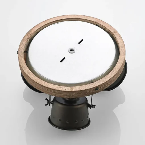 Lindby plafondspot Rubinjo, Ø 31 cm, 3-lamps, hout, GU10