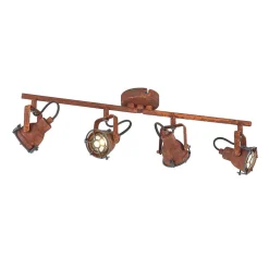 Lindby plafondspot Scabra, 63 cm, roestbruin, 4-lamps, metaal