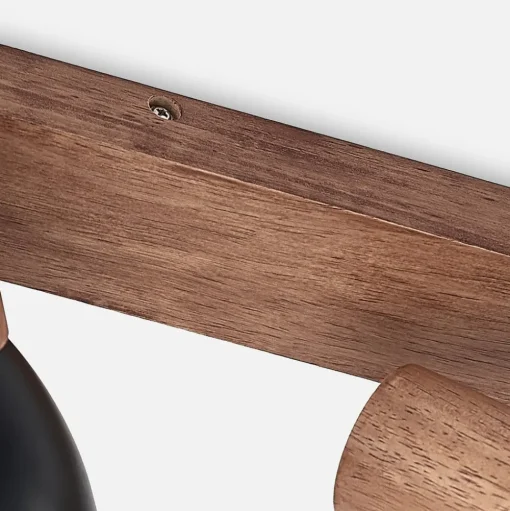 Lindby plafondspot Tonja, 3-lamps, 55 cm, hout, staal