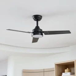 Lindby plafondventilator Aerallo, zwart, CCT, stil