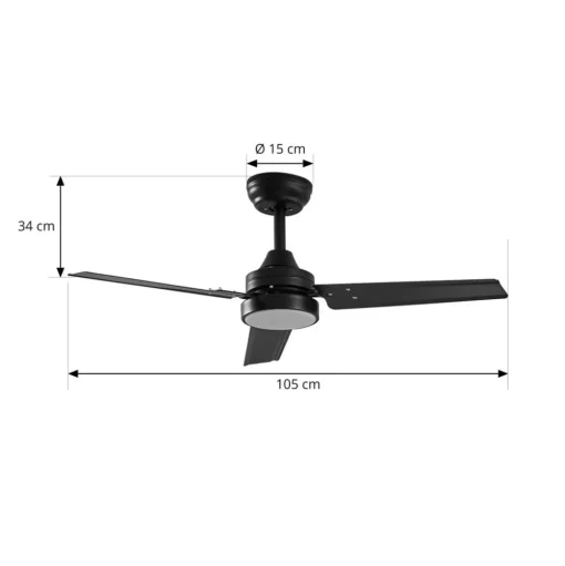 Lindby plafondventilator Aerallo, zwart, CCT, stil