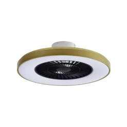 Lindby plafondventilator Teleo, messing, DC, stil, Tuya