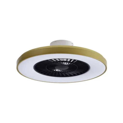 Lindby plafondventilator Teleo, messing, DC, stil, Tuya