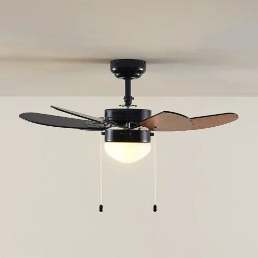 Lindby plafondventilator Minja, zwart, stil, 78 cm, E14