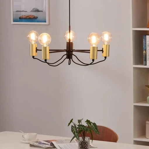 Lindby Prospa kroonluchter in zwart en messing