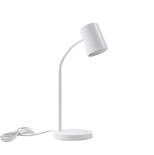 Lindby Radka tafellamp, wit, kunststof, GU10, flexibele arm