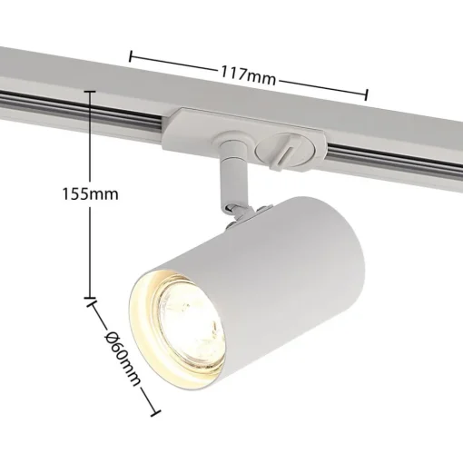 Lindby railspot GU10, Ø 6 cm, wit, 1-fase