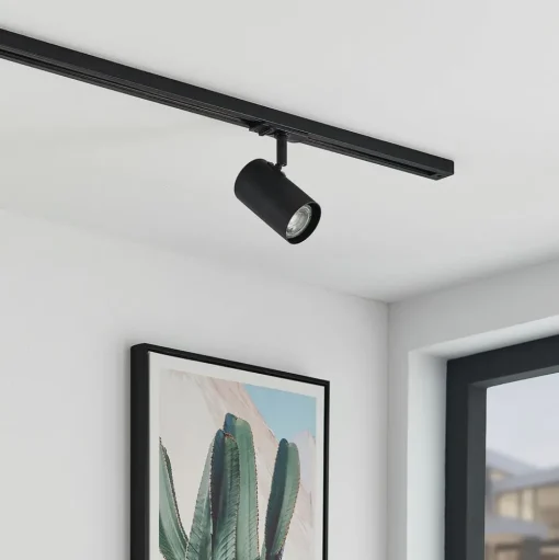 Lindby railspot Linaro, GU10, Ø 6 cm, zwart, 1-fase
