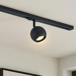 Lindby railspot Linaro, GU10, Ø 9 cm, zwart, 1-fase
