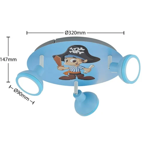 Lindby Roxas kinderkamer plafondlamp, piraat
