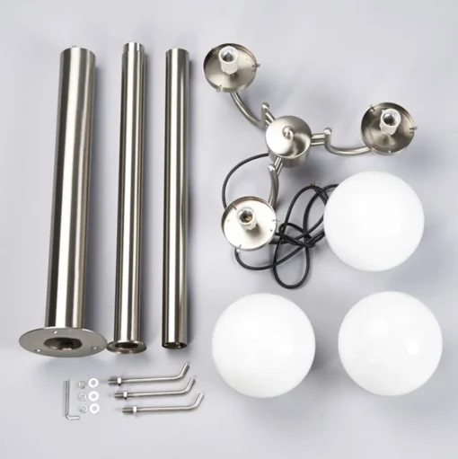 Lindby Samuel buitenlamp, 218 cm, 3-lamps, globe, E27, IP44