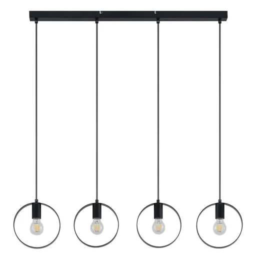 Lindby Shaima hanglamp, zwart, vier ringen