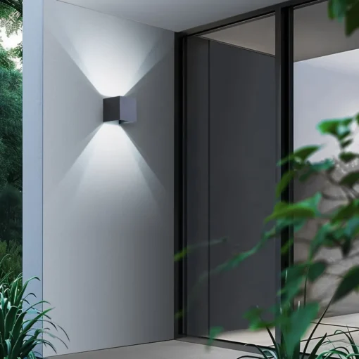 Lindby Smart LED buiten wandlamp Dara grijs hoekig CCT RGB Tuya