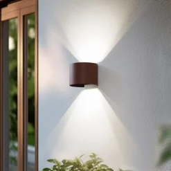 Lindby Smart LED buitenwandlamp Dara roest rond CCT RGB Tuya