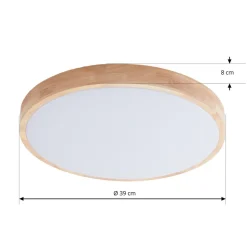 Lindby Smart LED plafondlamp Innes hout Ø39cm RGB CCT Tuya