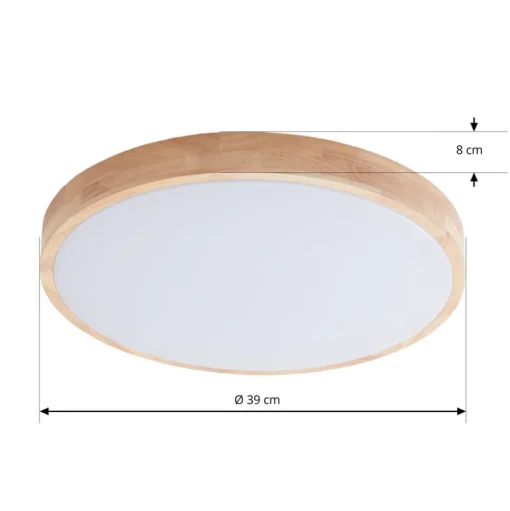 Lindby Smart LED plafondlamp Innes hout Ø39cm RGB CCT Tuya