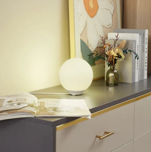 Lindby Smart LED tafellamp Cosmia, wit, glas, Tuya
