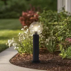 Lindby sokkellamp Dangan, helder, hoogte 60 cm, glas, metaal