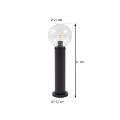 Lindby sokkellamp Dangan, helder, hoogte 60 cm, glas, metaal