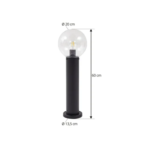 Lindby sokkellamp Dangan, helder, hoogte 60 cm, glas, metaal