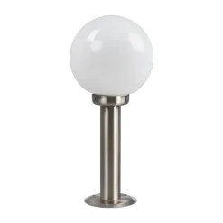 Lindby sokkellamp Vedran, hoogte 45 cm, glas, roestvrij staal