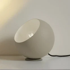 Lindby Solomia tafellamp, beige, ijzer, Ø 20 cm