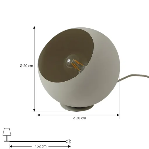 Lindby Solomia tafellamp, beige, ijzer, Ø 20 cm